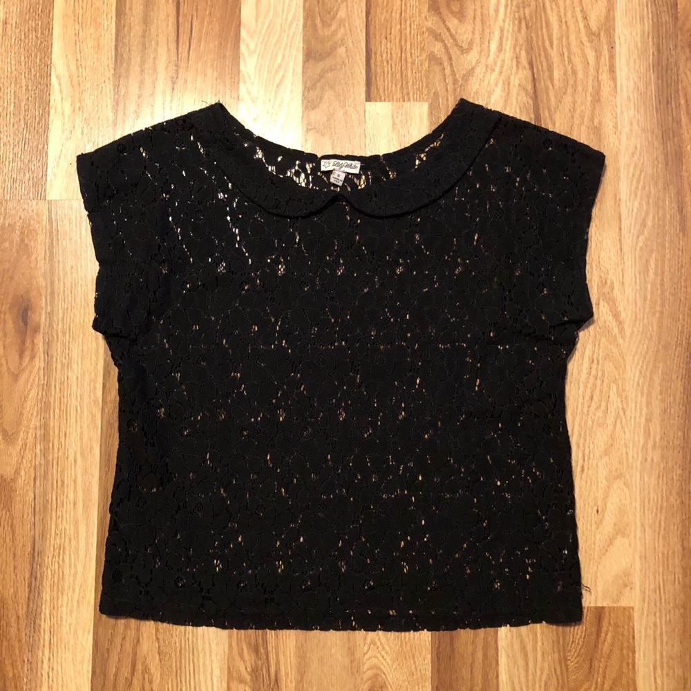 See Through Black Lace Top